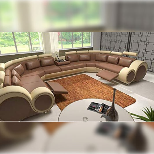 U Shape Sofa Set- Premium Furniture Leatherette Corner Sofa Set