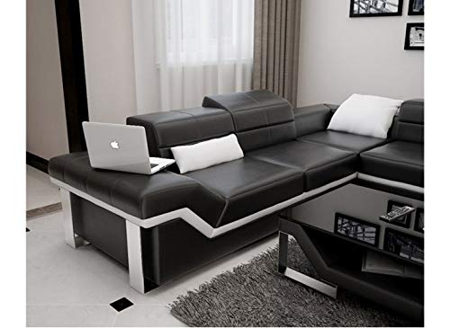 U Shape Sofa Set: Beatrix Leatherette Lounge  Sofa Set (Black and White)
