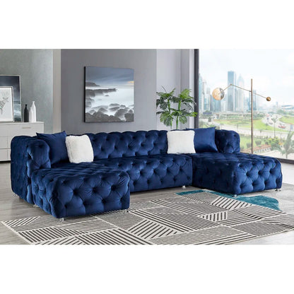 U Shape Sofa Set: Velvet 5 Seater Sofa Set