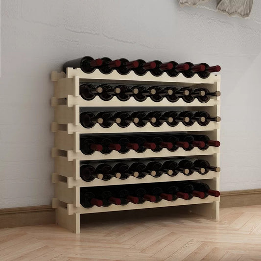 Wine Racks : Kirti Solid Wood Floor Wine Bottle Rack in Natural Wood