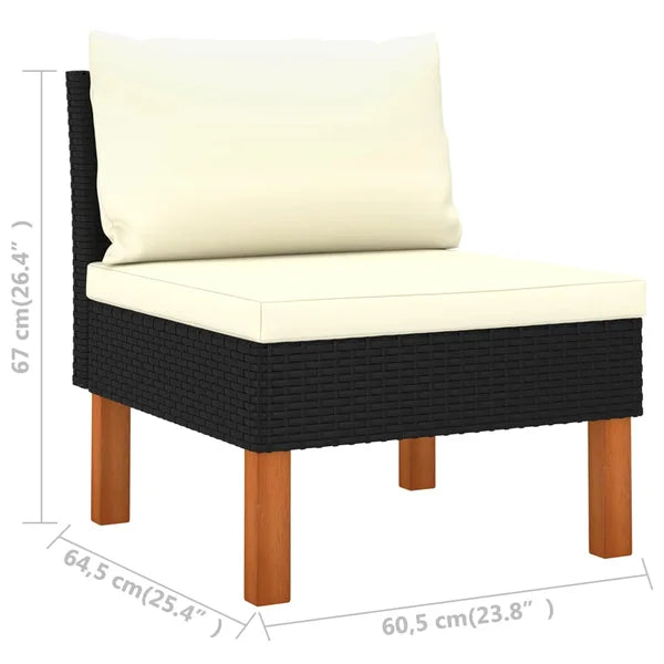 3-Seater Sofa: Patio Sofa with Cushions Poly Rattan