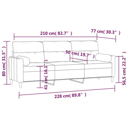 3 Seater Sofa: 3-Seater Sofa with Pillows & Cushions 82.7" Fabric