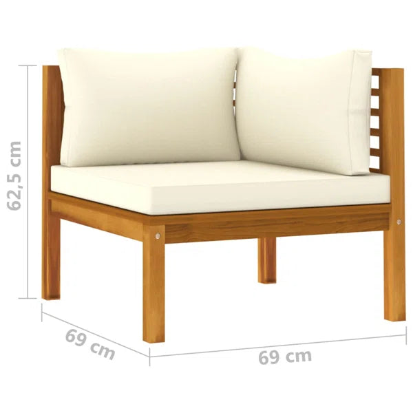 3-Seater Sofa: Patio Sofa with Cushion Solid Acacia Wood