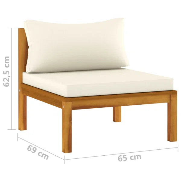 3-Seater Sofa: Patio Sofa with Cushion Solid Acacia Wood