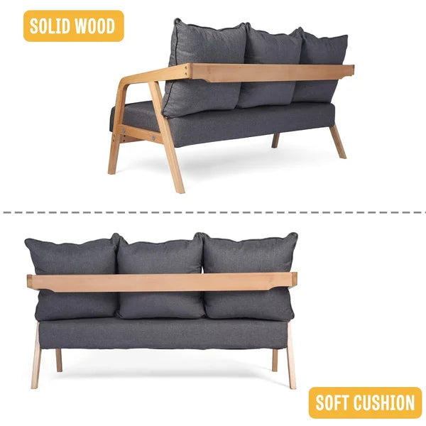 3-seat Wood Arm Sofa