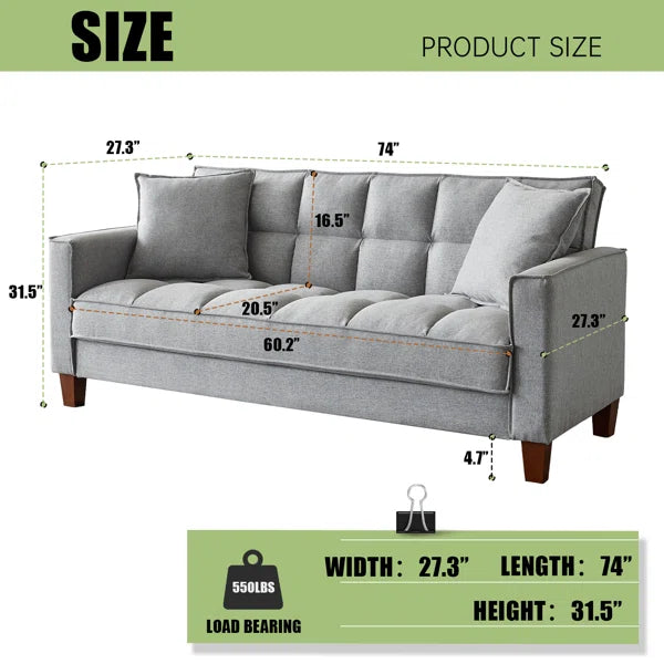 3 Seater Sofa: 22.8'' Upholstered Sofa