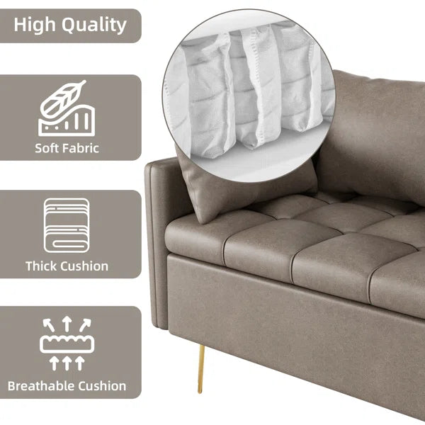 3 Seater Sofa: 67.3'' Vegan Leather Sofa