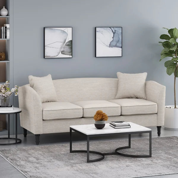 3 Seater Sofa: 74.75" Tuxedo Arm Sofa