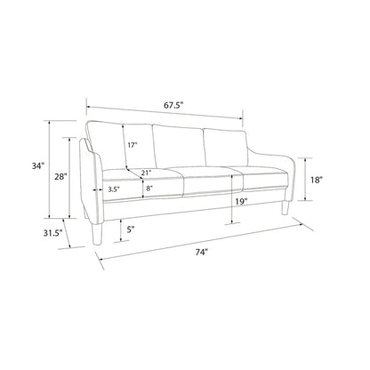 3 Seater Sofa: 74'' Upholstered Sofa