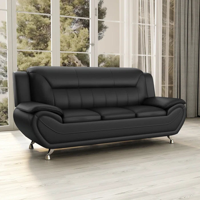 3 Seater Sofa: 78.5'' Vegan Leather Sofa
