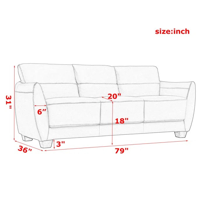 3 Seater Sofa: 79'' Leather Sofa