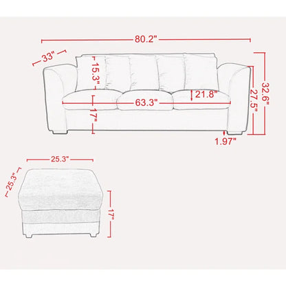 3 Seater Sofa: 80.2'' Upholstered Sofa