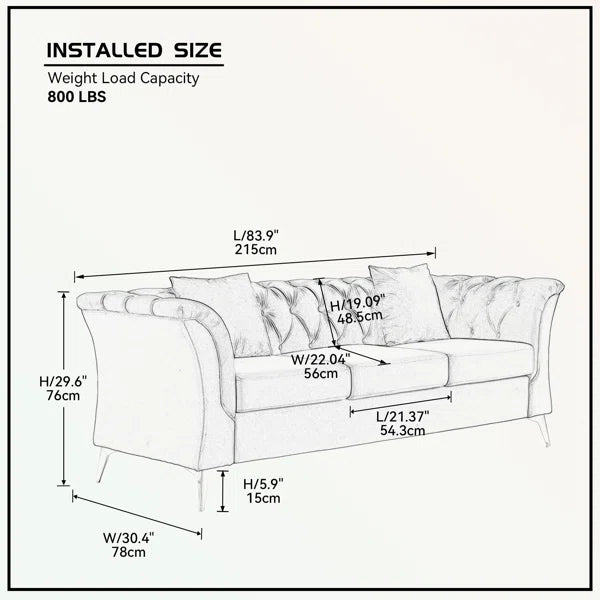 3 Seater Sofa: 83.9'' Upholstered Sofa