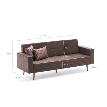 3 Seater Sofa: 84.3'' Upholstered Tufted Back Convertible Sofa