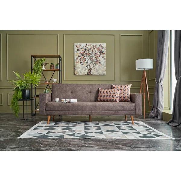 3 Seater Sofa: 84.3'' Upholstered Tufted Back Convertible Sofa