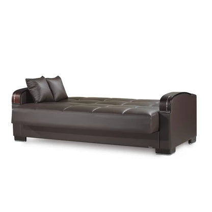 3 Seater Sofa: 87 in. Vegan Leather 3-Seater Twin 3-in-1 Sleeper Sofa Bed with Storage