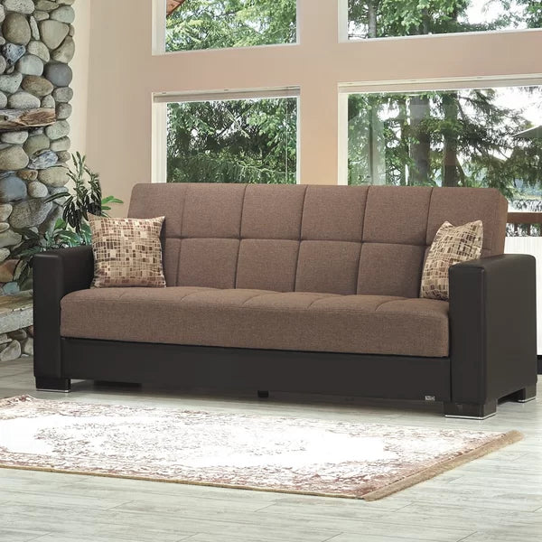 3 Seater Sofa: Armada 88 in. Fabric Upholstered 3-Seater Twin 3-in-1 Sleeper Sofa Bed with Storage