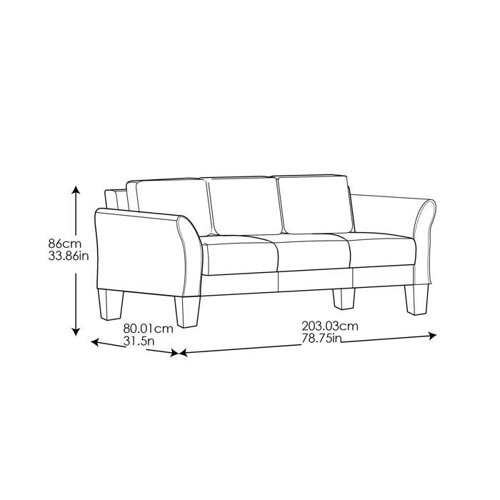 3 Seater Sofa: Caniah 78.75'' Upholstered Sofa