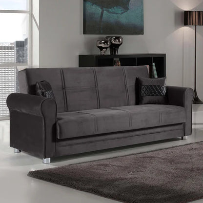 3 Seater Sofa: Fabric Upholstered 3-Seater Twin 3-in-1 Sleeper Sofa Bed with Storage