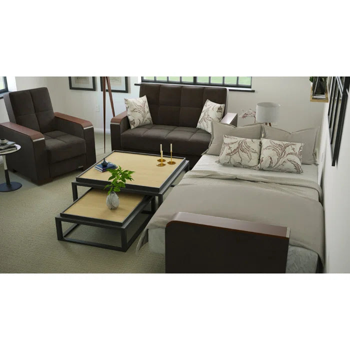 3 Seater Sofa: Legacy X 87 in. Fabric Upholstered 3-Seater Twin 3-in-1 Sleeper Sofa Bed with Storage