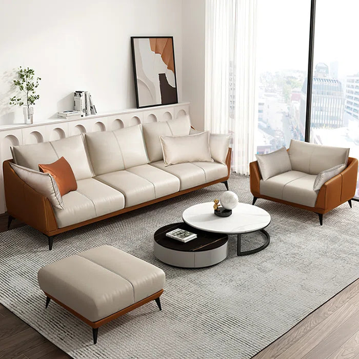 3 Setaer Sofa: Joshie 83.5"Modern Faux Leather 3-Seater Sofa with Black Legs