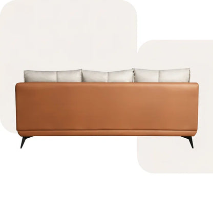 3 Setaer Sofa: Joshie 83.5"Modern Faux Leather 3-Seater Sofa with Black Legs