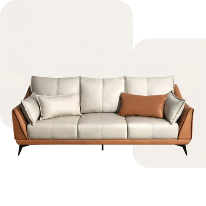 3 Setaer Sofa: Joshie 83.5"Modern Faux Leather 3-Seater Sofa with Black Legs