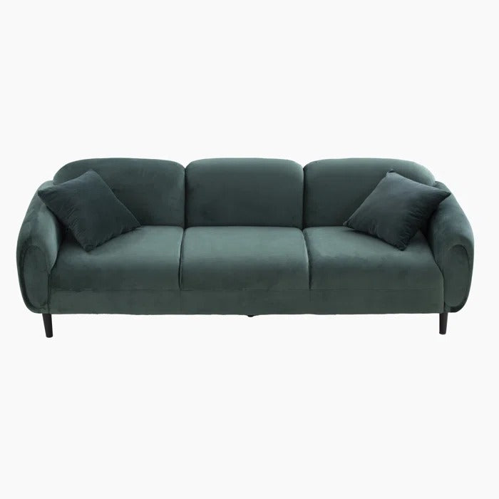 3 Seater Sofa: Mid Century Modern 3 Seater Couch Velveteen Sofa With Solid Wood Leg For Living Room