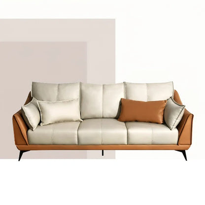 3 Seater Sofa: Modern Faux Leather Upholstered 3-Seater Sofa With Carbon Steel Legs