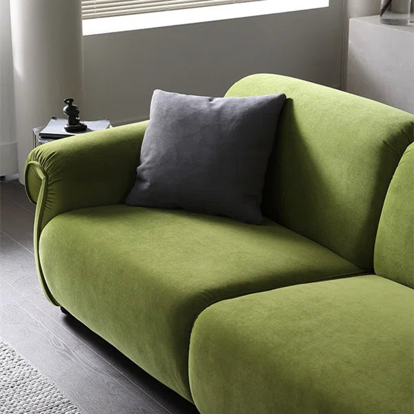 3 Seater Sofa: Modern Style Green Velvet Fabric Comfortable 3-Seat Living Room Sofa