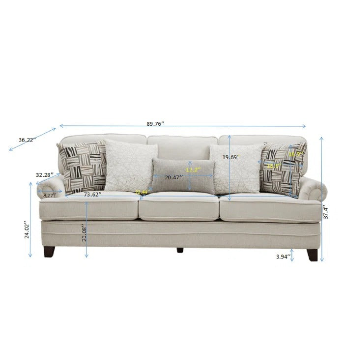 3 Seater Sofa: Onfleek 89'' Upholstered Sofa