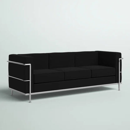 3 Seater Sofa: Orsola Contemporary Leather Soft Sofa with Double Bar Encasing Frame