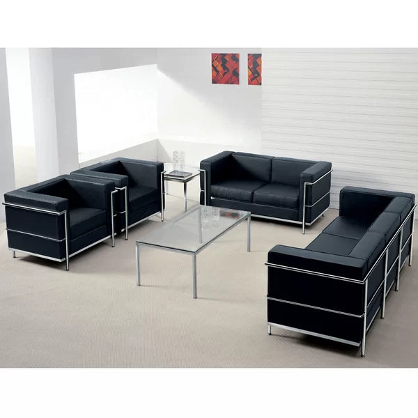 3 Seater Sofa: Orsola Contemporary Leather Soft Sofa with Double Bar Encasing Frame