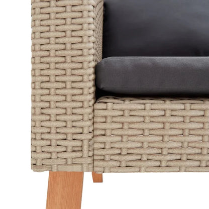 3 Seater Sofa: Patio Sofa with Cushions Poly Rattan