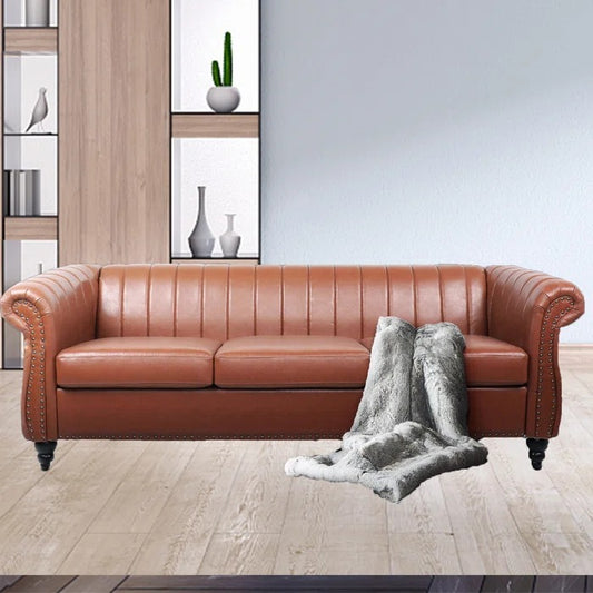 3 Seater Sofa Set: Aruca 84'' Vegan Leather Sofa