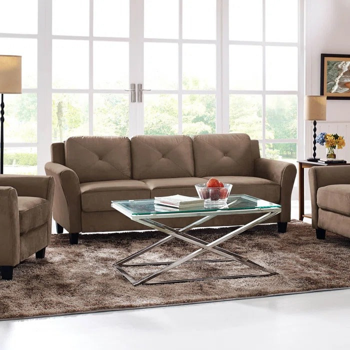 3 Seater Sofa Set: Liston 78.8" Round Arm Tufted Sofa