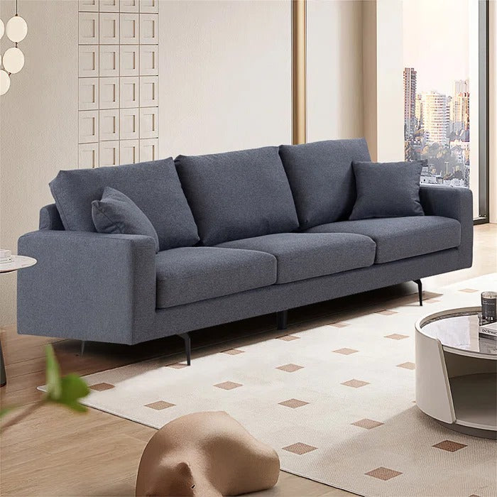 3 Seater Sofa Set: Modern Three Seat Sofa Couch With 2 Pillows_29.5" H x 87.4" W x 37.4" D