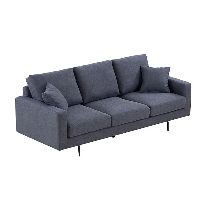 3 Seater Sofa Set: Modern Three Seat Sofa Couch With 2 Pillows_29.5" H x 87.4" W x 37.4" D