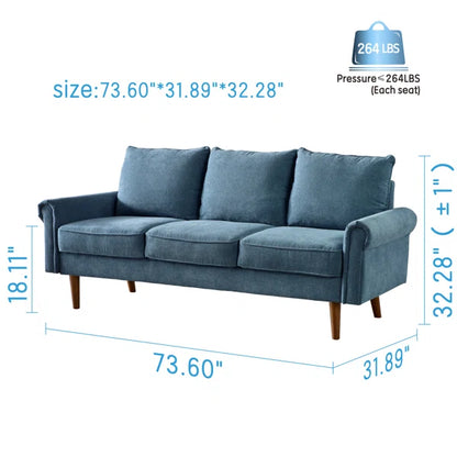 3 Seater Sofa: Strathern 73.6'' Upholstered Sofa