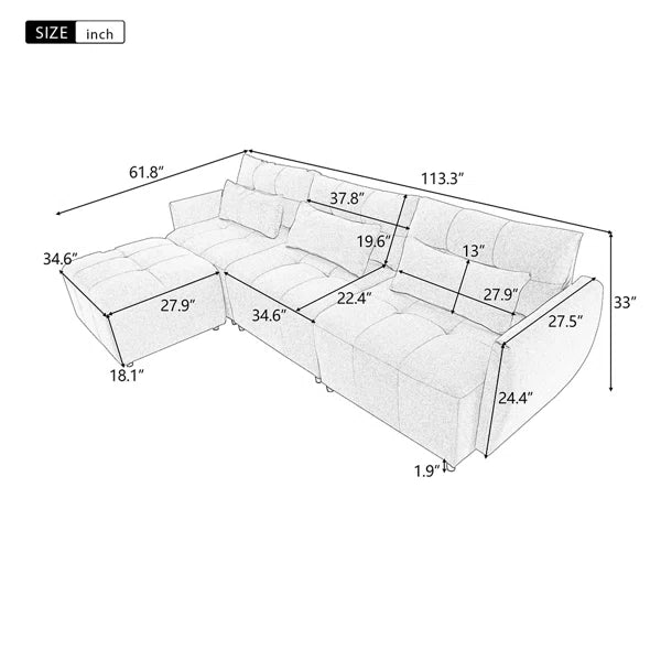 3 Seater Sofa: Witbert 113.3'' Upholstered Sofa