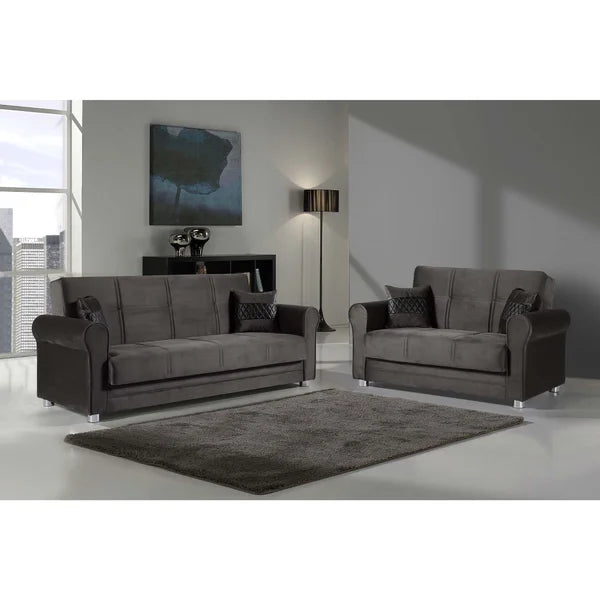 3 Seater Sofa: Fabric Upholstered 3-Seater Twin 3-in-1 Sleeper Sofa Bed with Storage