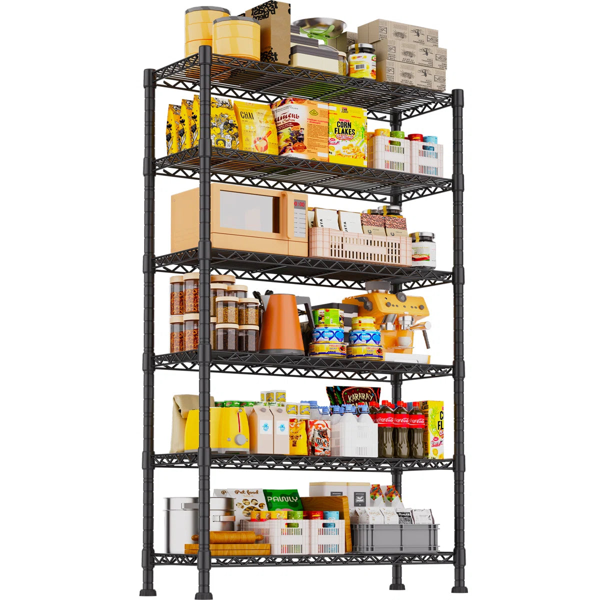 Kitchen Rack: 453.5 KG Utility Shelving Unit with 5 Tiers for Storage ...