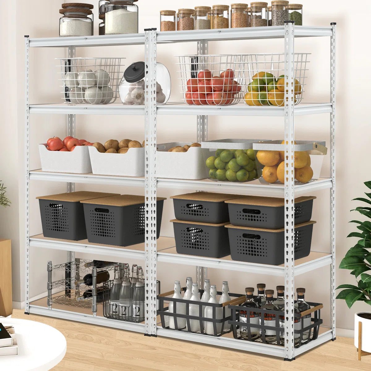 Kitchen Rack: 5-Tier Utility Shelves, Garage Storage Shelves, and Adju ...