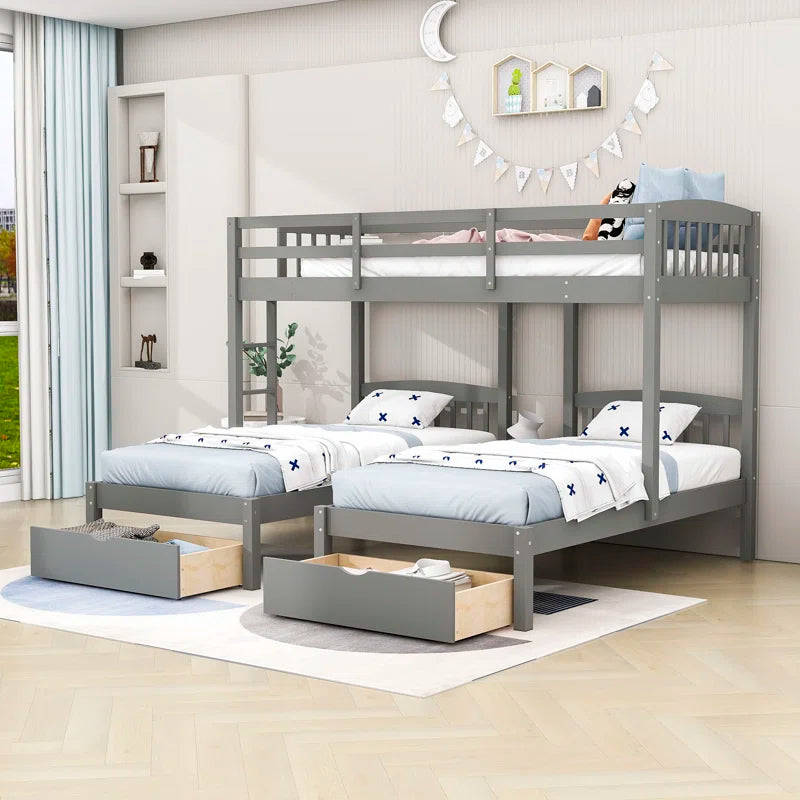 Bunk Bed: Over Twin Bunk Bed with Drawers