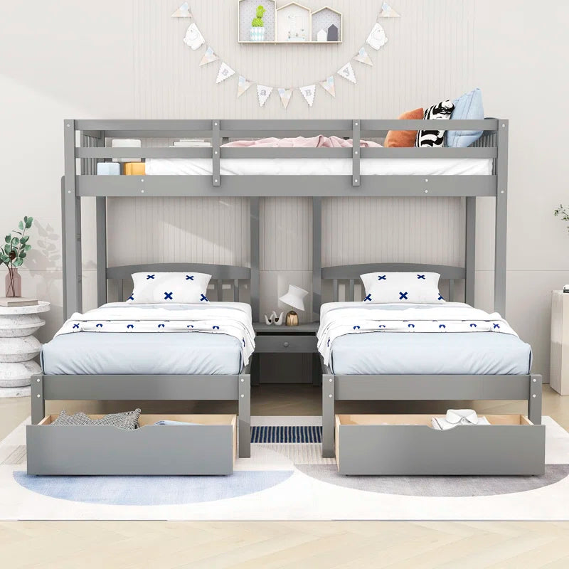 Bunk Bed: Over Twin Bunk Bed with Drawers