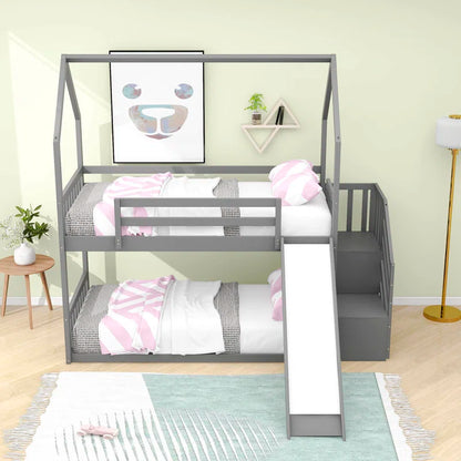 Bunk Bed: Standard Kids Bed with Slide and Shelf