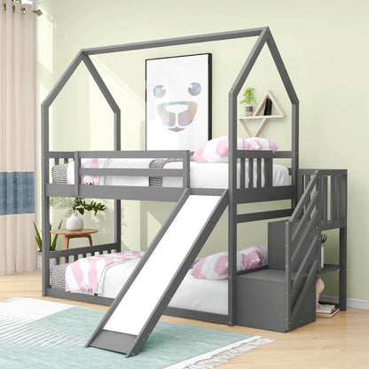 Bunk Bed: Standard Kids Bed with Slide and Shelf