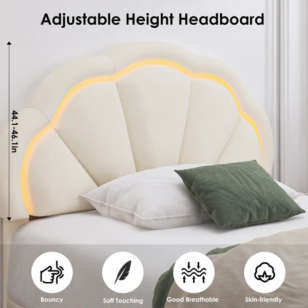 Divan Bed: Aisaiah Flower Silhouette Headboard Upholstered Platform Bed