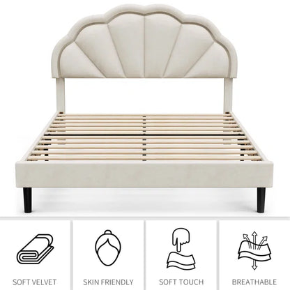 Divan Bed: Aisaiah Flower Silhouette Headboard Upholstered Platform Bed