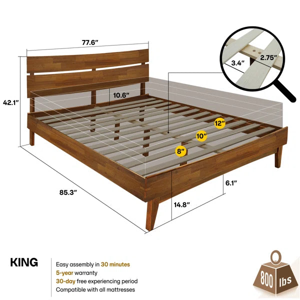 Divan Bed: Aurora Solid Wood Bed Frame with Headboard